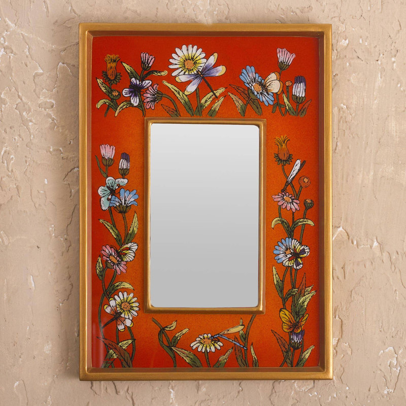 Solid Wood Frame Mirror, Orange