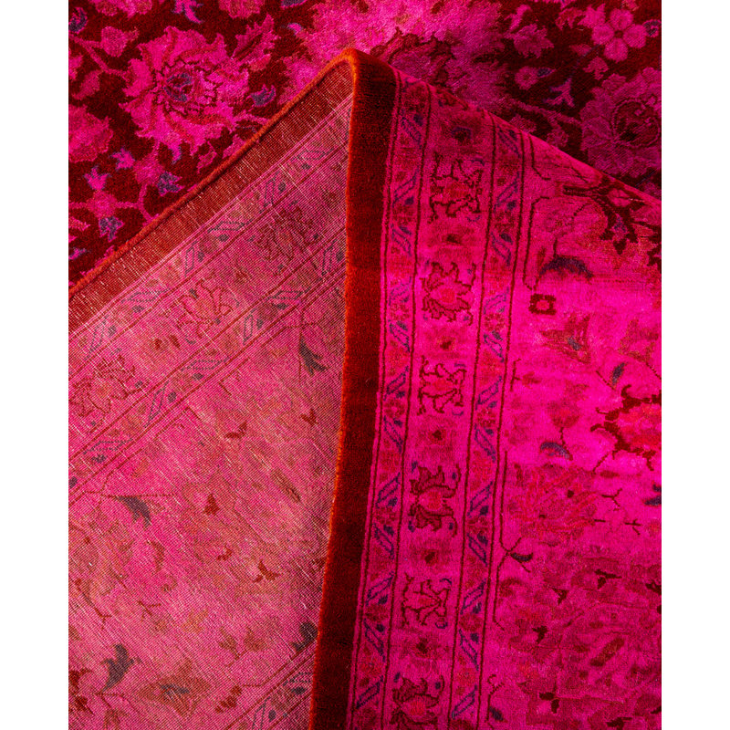 Overdyed Hand-Knotted Wool Modern-Contemporary Pink Area Rug 9' 1" x 12' 4"