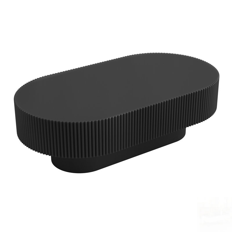 Élégante table basse ovale avec plateau de table, table de bout tambour de style crème moderne, table centrale cannelée minimaliste avec base robuste pour le salon