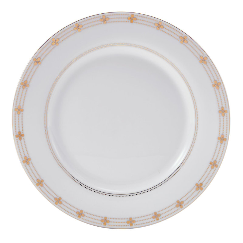 Modern Petals White and Gold Porcelain Dinnerware Set, Service for 8