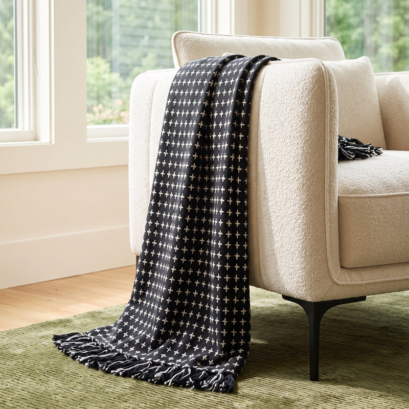 Fairdale Hand Woven Throw Blanket, Black