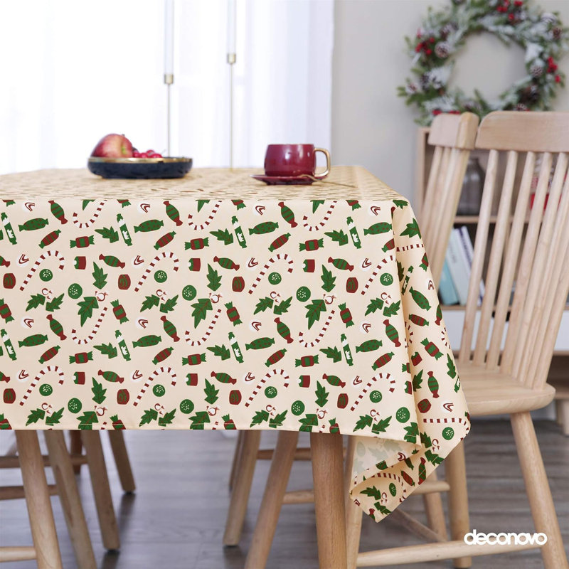 Rectangle Polyester Tablecloth, Light green, 130cm W x 280cm L