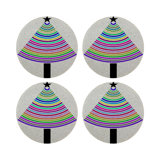 Christmas Tree Brights Vegan Leather Round Beaded Placemat