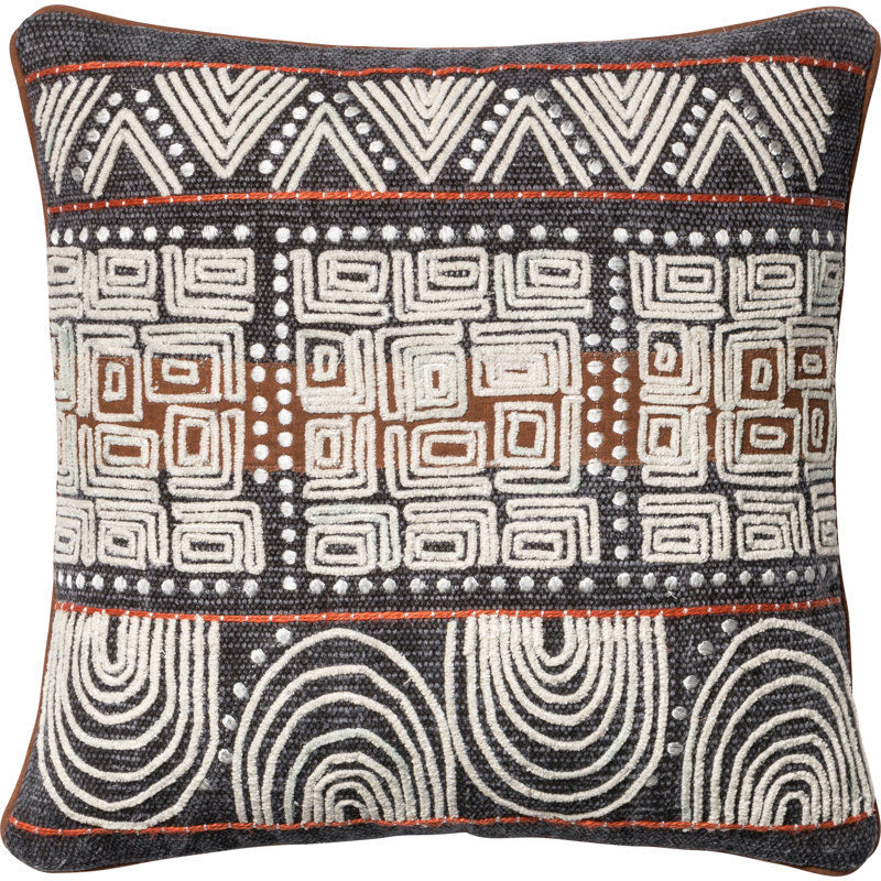 Embroidered Down Reversible Throw Pillow