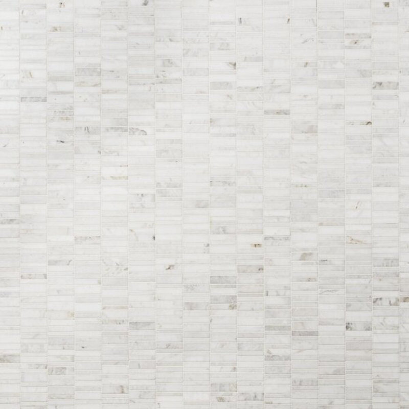 Alaska White Waterfall 12x12 Polished Marble Bricks Mosaic Tile