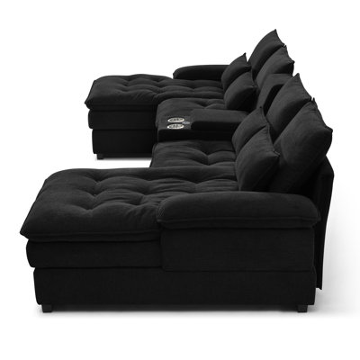 130" U-shaped Sofa with Console