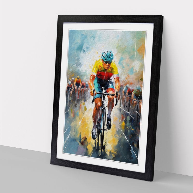 Tour De France Impressionism Framed Print, Black , 34cm H x 25cm W x 2cm D