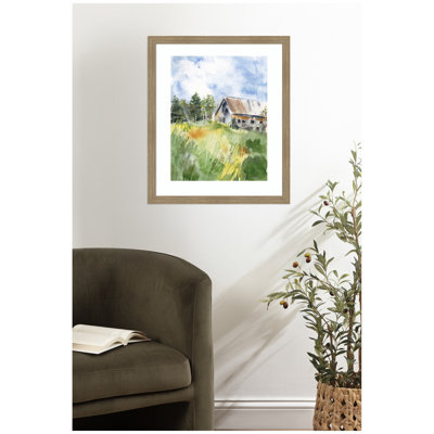 «Vermont Barn in Summer» par Patricia Shaw, reproduction d'art encadrée