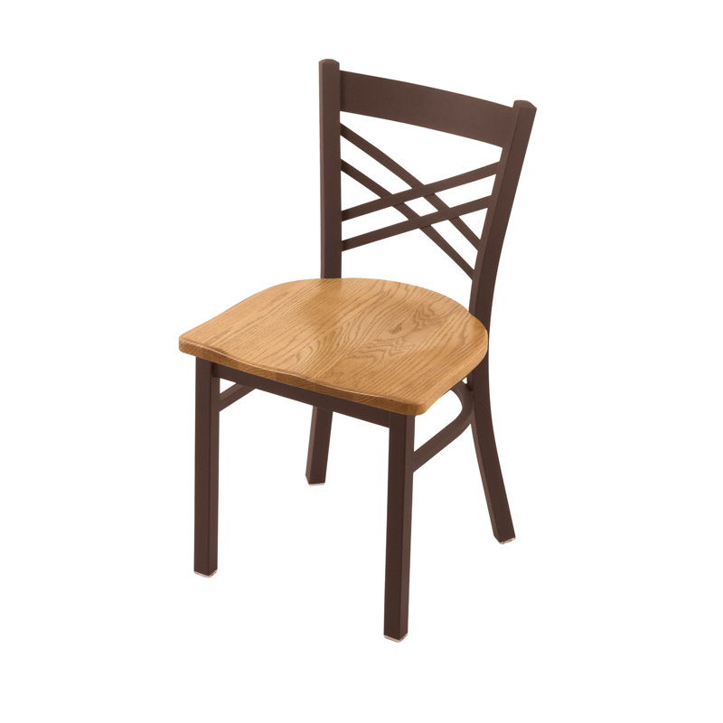 Catalina 18'' H Metal Side Chair, Bronze, Wood-Medium Oak