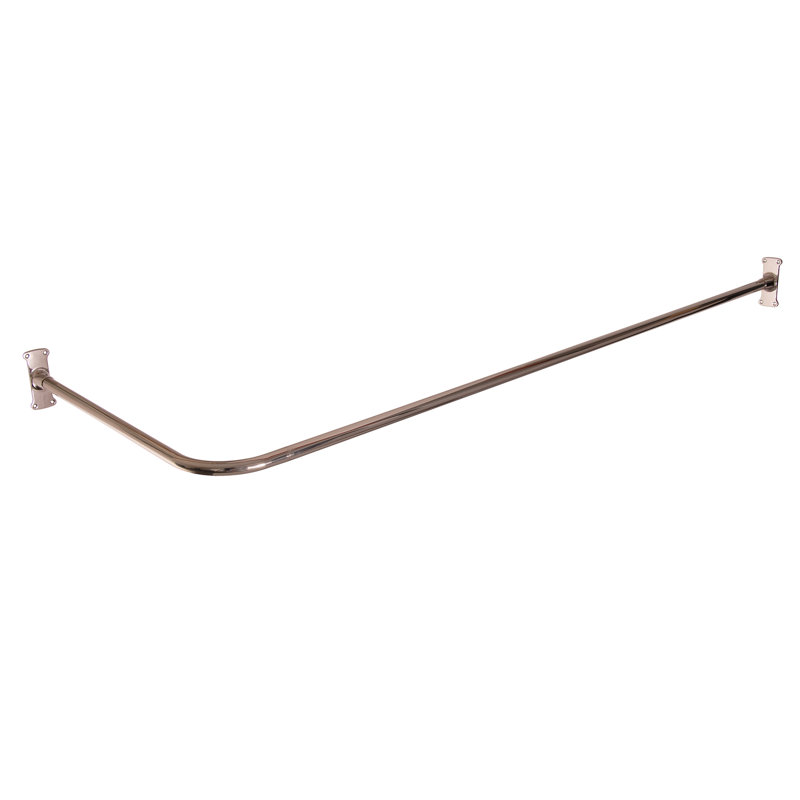 Tringle à rideau de douche fixe angulaire en L, H 1,5 po x l 66 po x P 26 po, Nickel poli