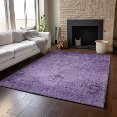 Premium Machine Washable Kiyondrea Purple Rug