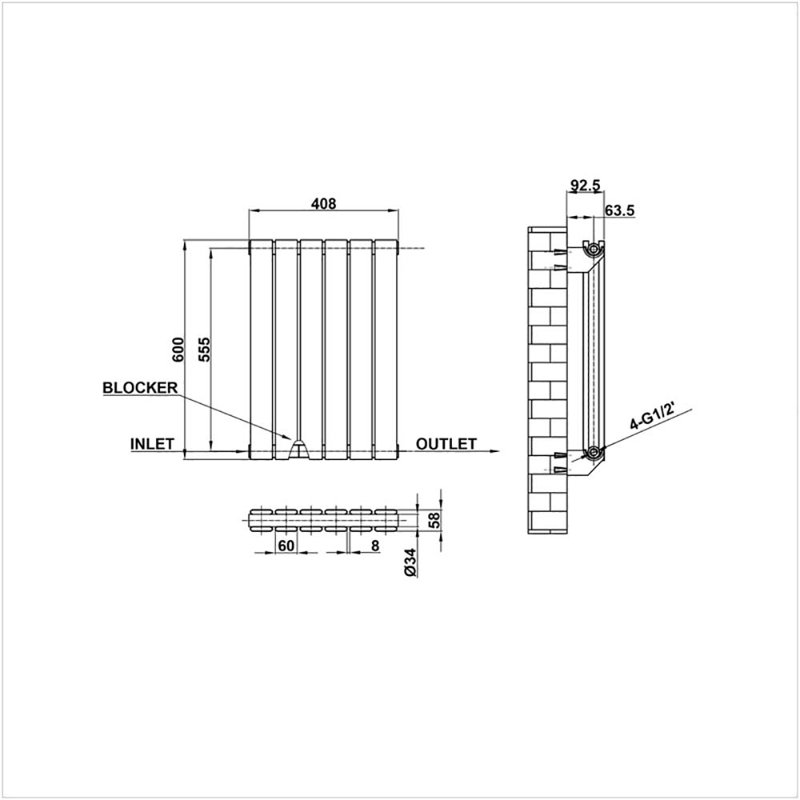 Belfry Heating Leia 2036 BTU Hydronic Panel Space Heater, Anthracite