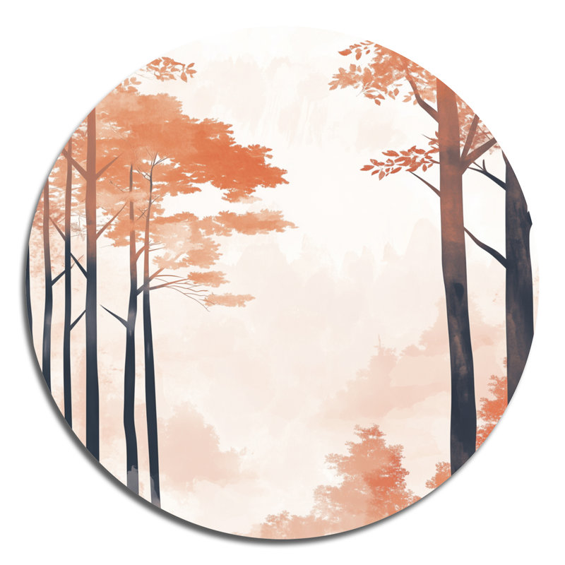 «Forest in Autumn, Soft Fall Decor», art mural rond en métal, 29" W x 29" H