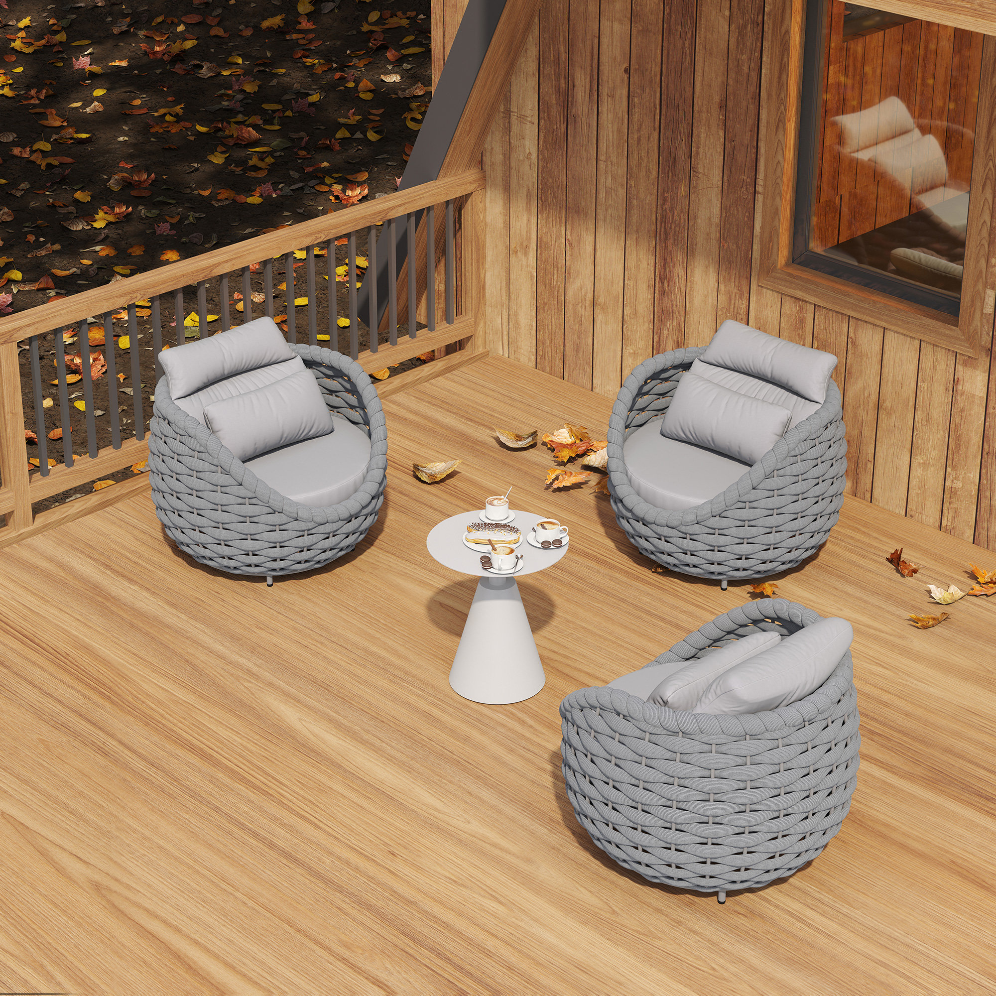 Bay Isle Home™ Fully Assembled Altuminum Frame Textilene Rope 4set 3 ...