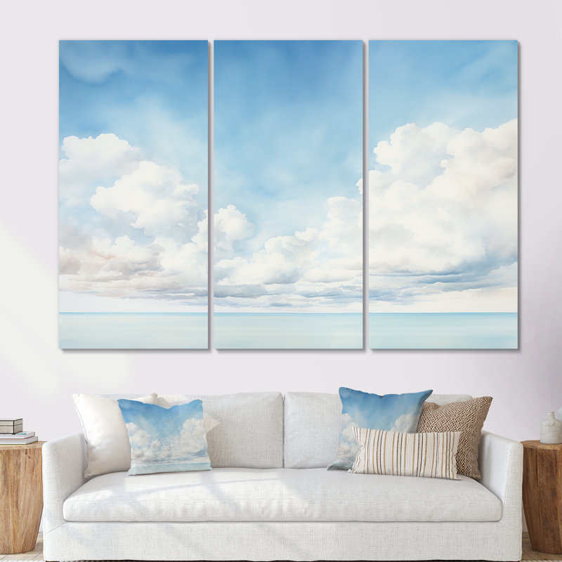 Ensemble de décorations murales White Clouds, Toile tendue, 32" H x 48" W x 1" D