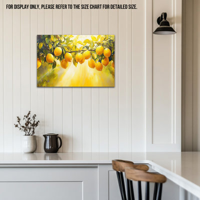 Art mural citron, affiche murale en toile citron, images de citron pour la cuisine, décoration murale fruits, art méditerranéen, impressions sur bois pour cadre mural en bois massif prêt à être accroché 12 po x 18 po