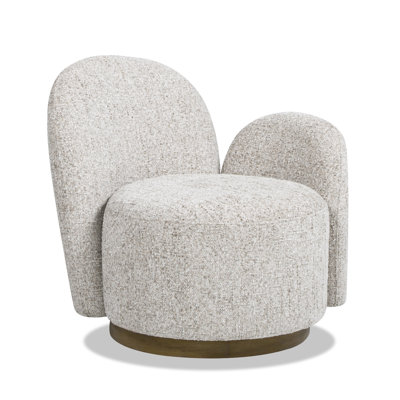 Bertolde 31.5" RAF One-Arm Swivel Accent Chair, Multi-Greige Beige