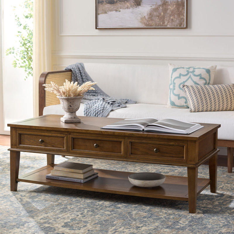 Samira Coffee Table with Storage, Medium Oak