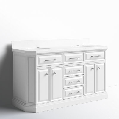 Bruning 60 " W Freestanding Standard Free Standing 2 Double Vanity Bathroom Vanity With Engineered Marble Top