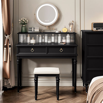 Makeup Vanity with Light mirror,2 drawers,1 chair