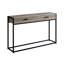 Console d'appoint taupe avec 2 grands tiroirs, pattes en métal noir pour salon, chambre, entrée, revêtement stratifié brun - Tiroirs de rangement et