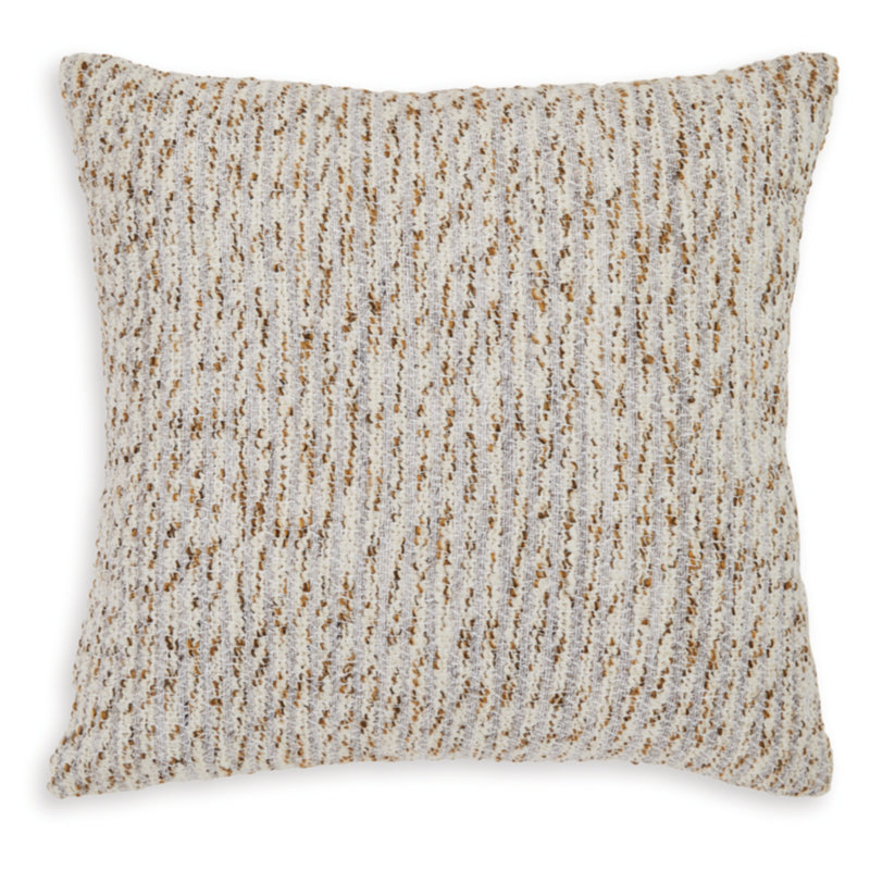 Ivory Gray Gold Textured Square Accent Pillow