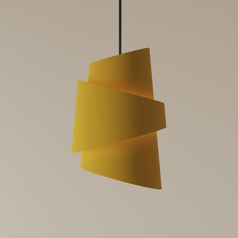 Croissant Pendant Light, Black, Mustard
