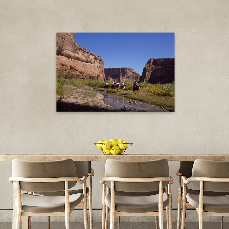 Five people horseback riding Spider Rock Canyon De Chelly Arizona USA 1 Piece Wrapped Canvas Wall Art