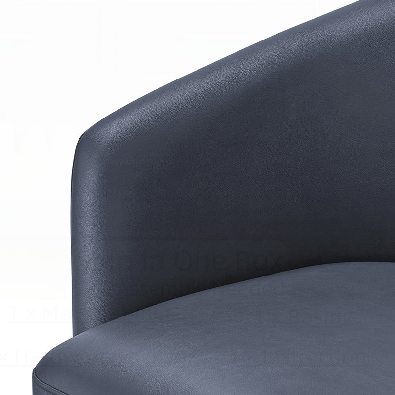 Fauteuil demi-tonneau Armino, Similicuir bleu nuit