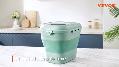 VEVOR Collapsible Dog Food Storage Container 50 lbs. Capacity Large Dispenser Bin with Attachable Casters, Green