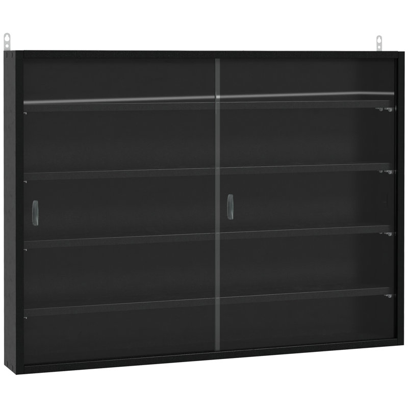 Vitrine miniature à 5 tablettes réglables, noire