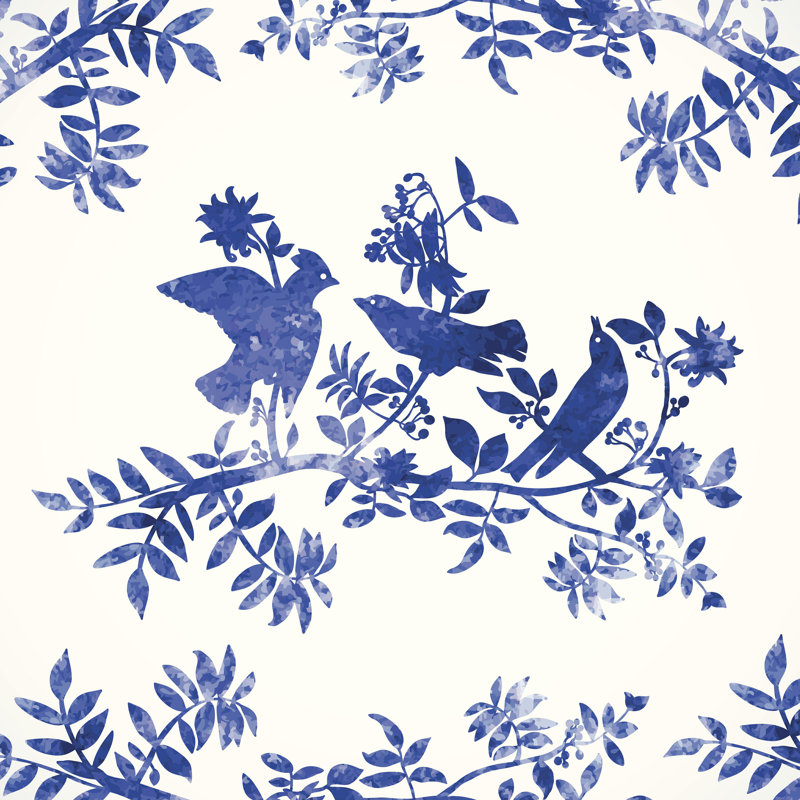 «Blue Watercolor Bird» par - peinture sur toile tendue, H 12 po x l 12 po