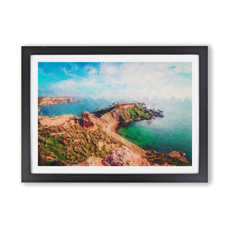 Sea View from Malta - Framed Print, 45cm H x 63cm W x 2cm D, Black