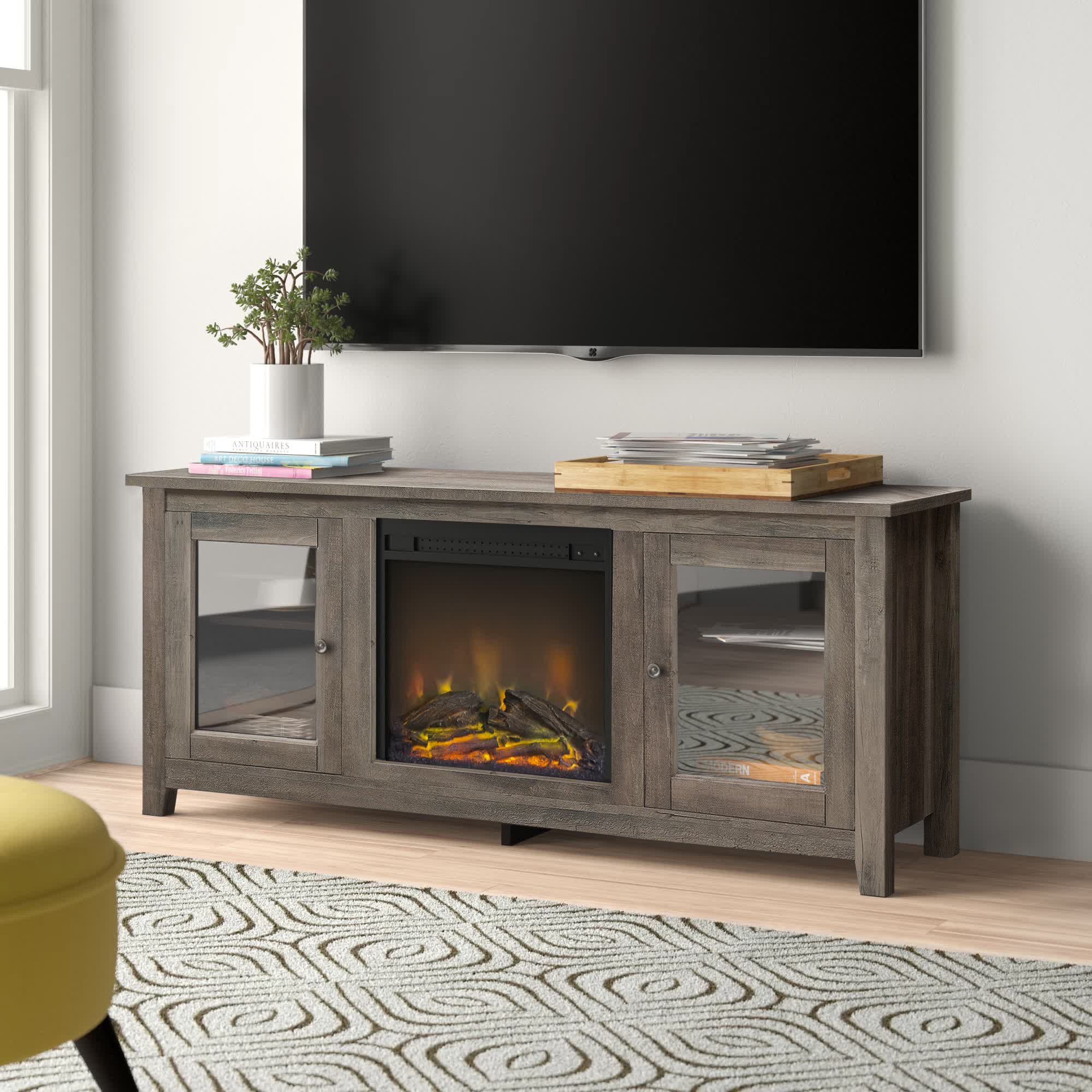 Zipcode Design™ Kohn TV Stand for TVs up to 65" with Electric Fireplace