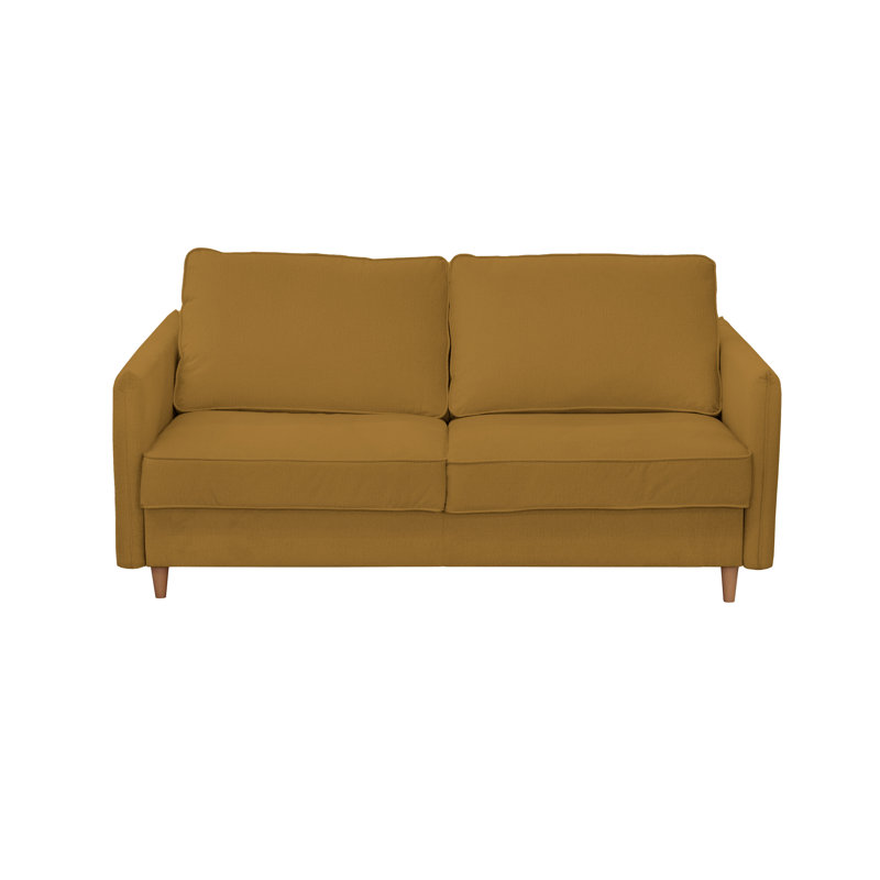 Mayrel Velvet Sofa Bed with Mattress, Yellow