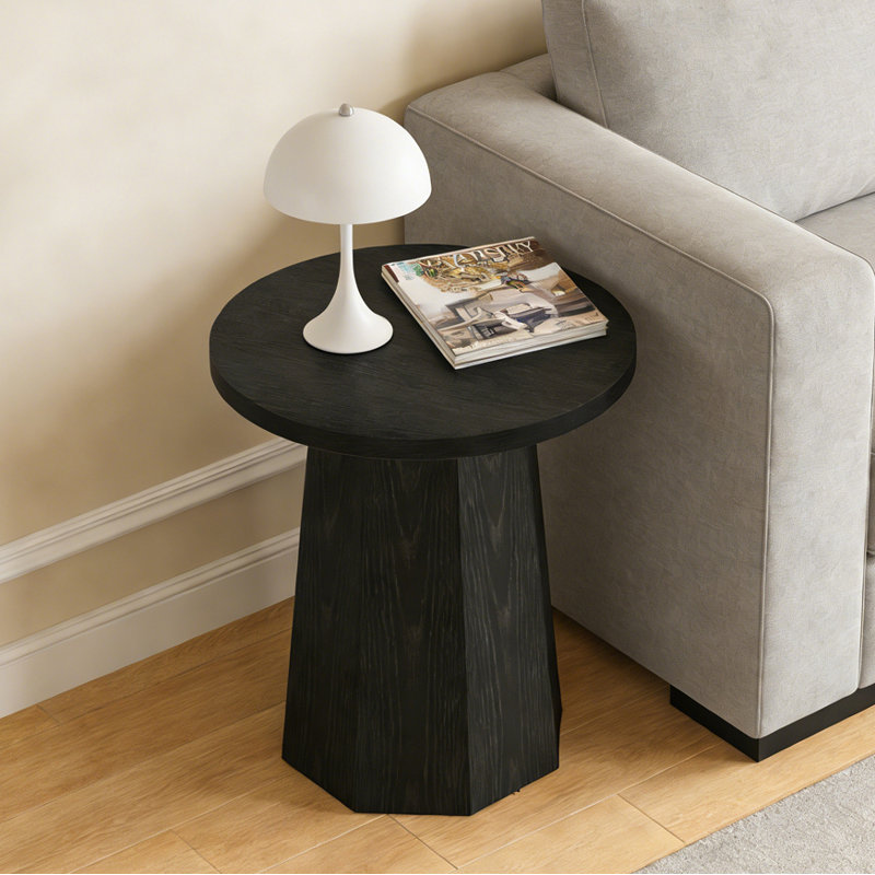 Table d'appoint en bois avec base octogonale, Noir