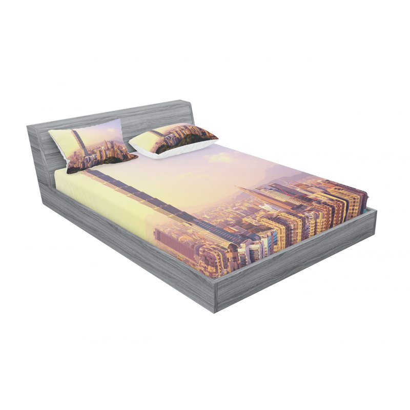 Ensemble de draps Evening Skyline of Taipei, Ensemble de drap pour grand lit avec drap-housse
