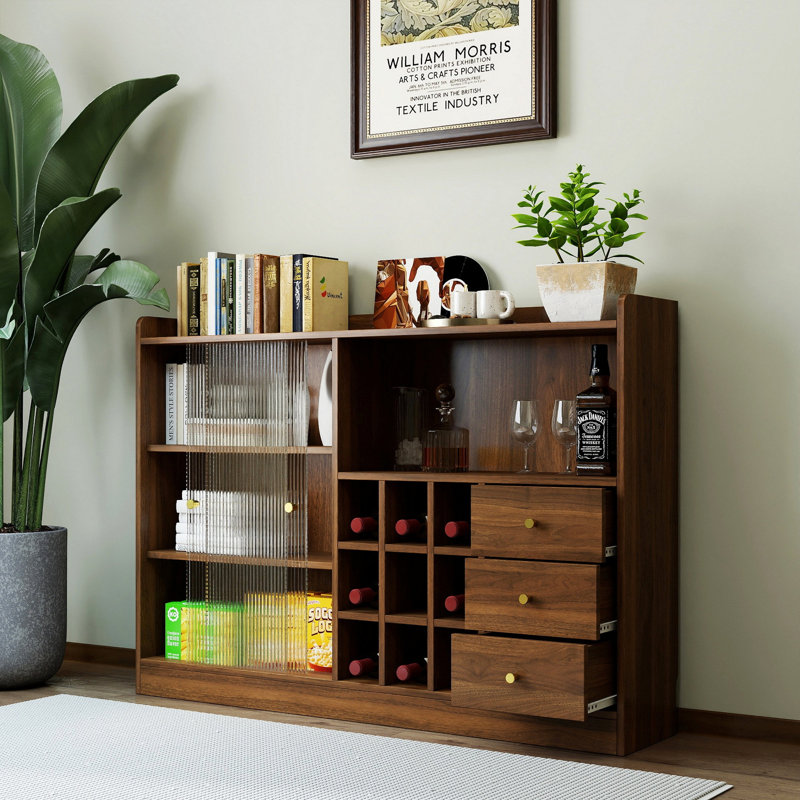 Armoire décorative avec 2 portes coulissantes en verre rayé