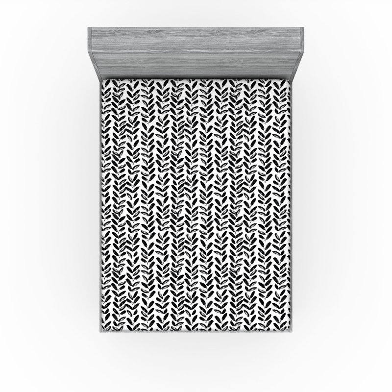 Drap-housse Ambesonne, paquet de 2, Noir, blanc / floral 2, Drap-housse de taille double