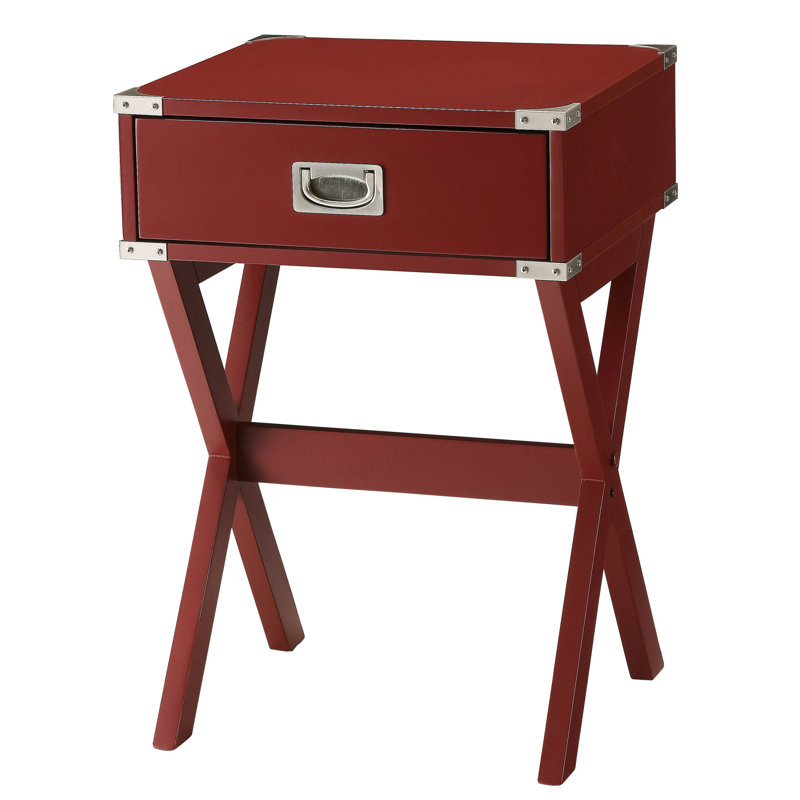 Red 1-Drawer End Table Side Table, Red