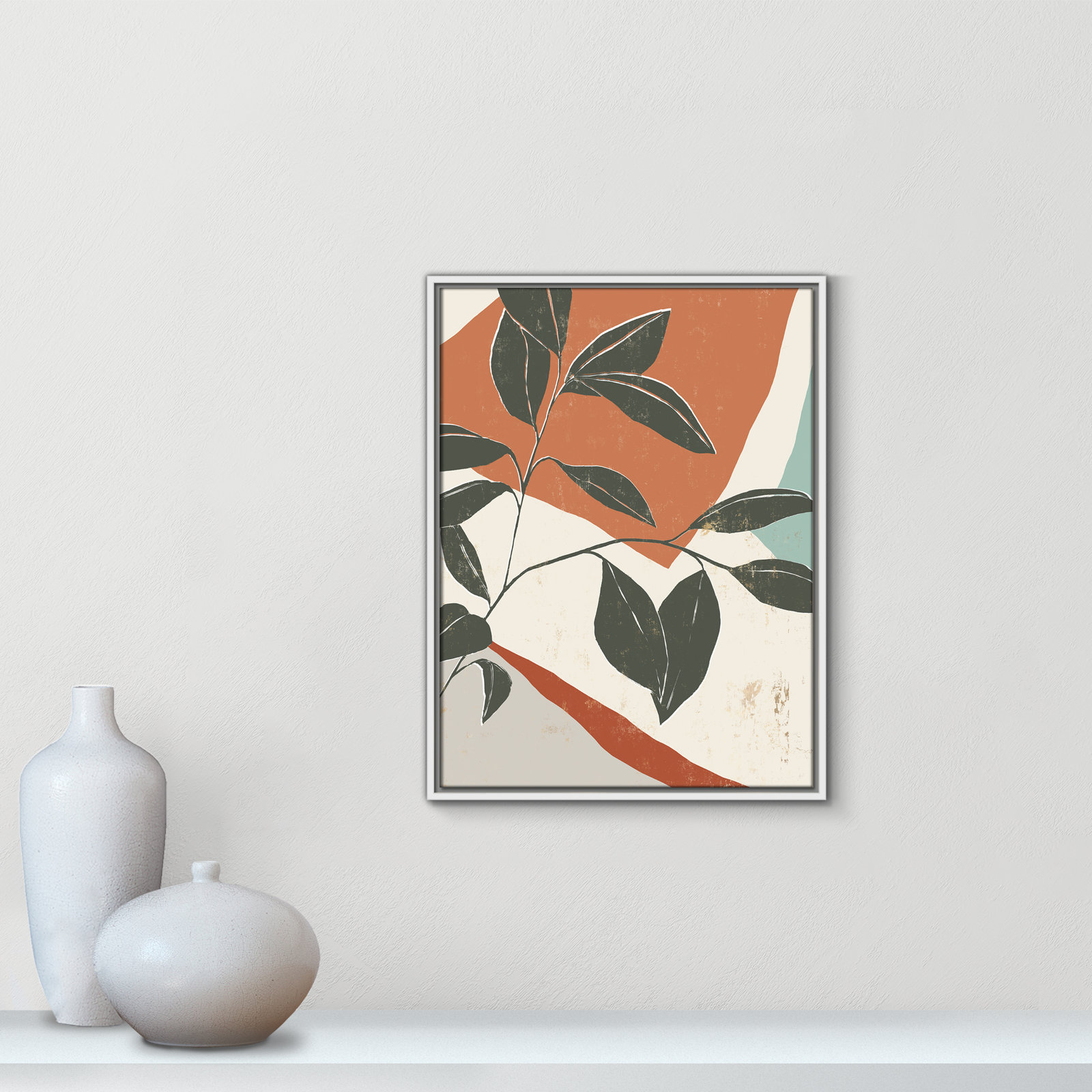 Cutout Leaves "Cutout Leaves I" Print, 25.5" H x 19.5" W x 2" D, White Framed