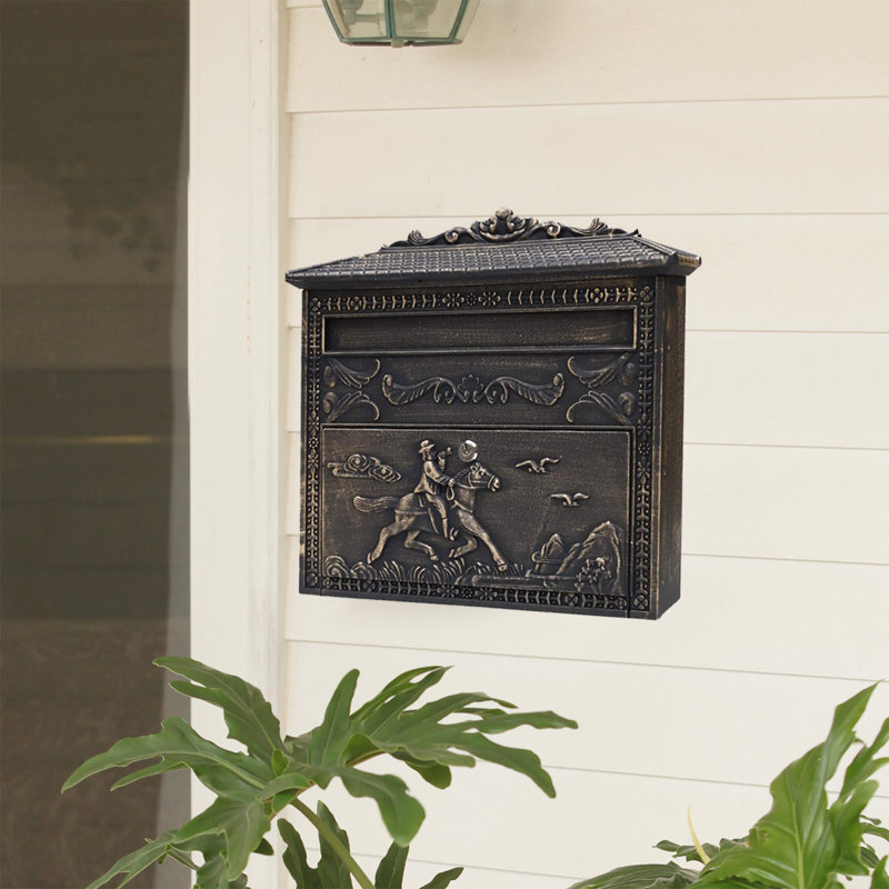 Boîte aux lettres murale en fonte d'aluminium, Bronze rustique