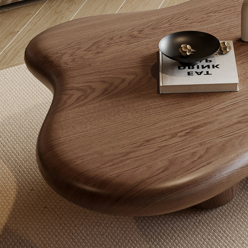 48.4" Solid Wood Cloud Shape Three-legged Brown Modern Coffee Table for Living Room