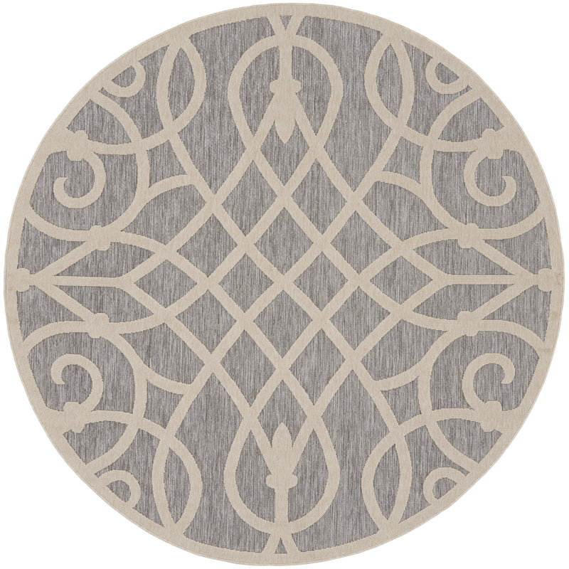 Tapis gris Therese, Rond 7 pi 10 po