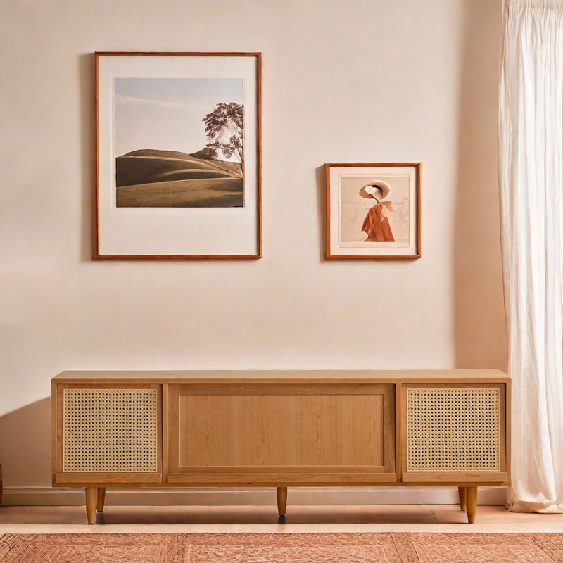 Meuble télé avec cadre en bois massif de style américain