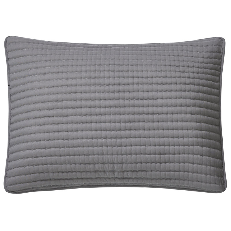 Gray Microfiber Queen Quilt Set with Waffle Design