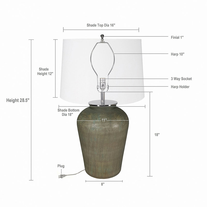 D18" X 28.5" Glass Table Lamp