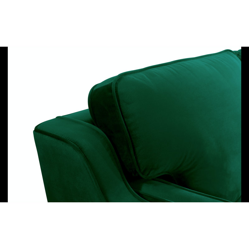Causeuse en velours à accoudoirs carrés 59 po Hepworth, Velours vert