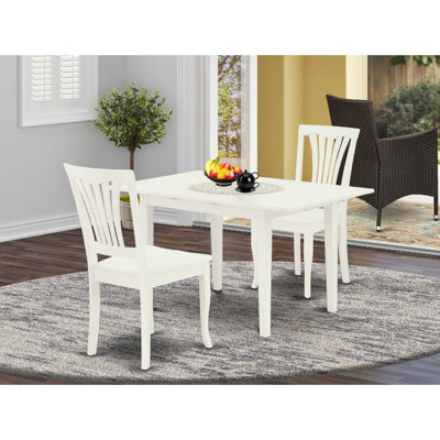 Rectangular Linen White Finish Solid Wood Top-Dining Room Set with Butterfly Leaf by Latitude Run