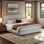 Base de lit plateforme Manfrid, collection Cloud avec revêtement Boucle et tête de lit arrondie, pied de lit épaissi